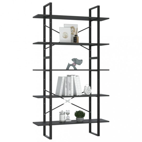 5 szintes szürke szerelt fa könyvszekrény 100 x 30 x 175 cm