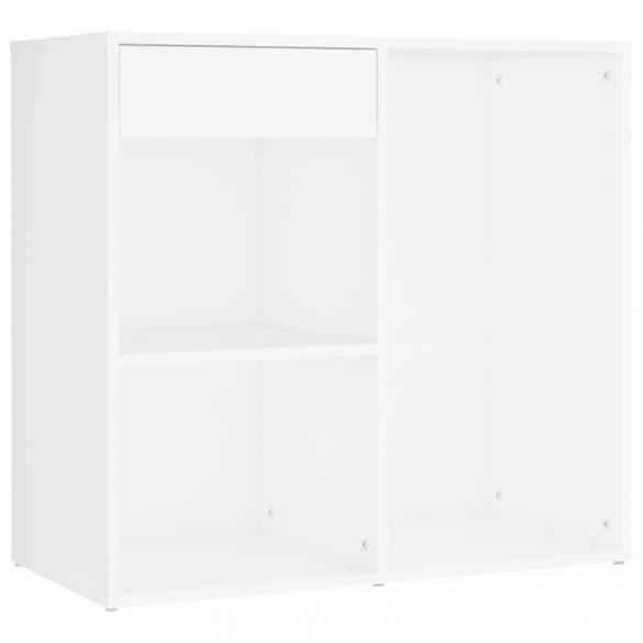 fehér szerelt fa fésülködőasztal LED-ekkel és 2 szekrénnyel