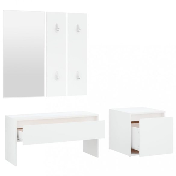 fehér szerelt fa előszobai bútorszett