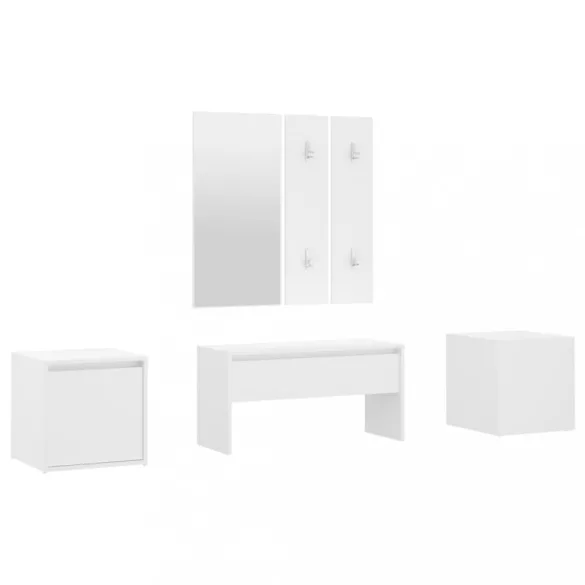 fehér szerelt fa előszobai bútorszett