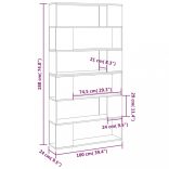 fehér térelválasztó könyvszekrény 100 x 24 x 188 cm