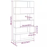 fekete térelválasztó könyvszekrény 100 x 24 x 188 cm