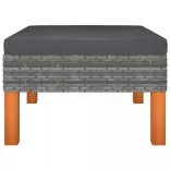 7 részes szürke polyrattan és eukaliptuszfa kerti ülőgarnitúra