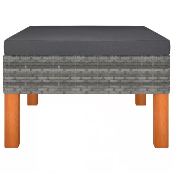 7 részes szürke polyrattan és eukaliptuszfa kerti ülőgarnitúra