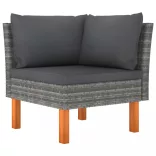 8 részes szürke polyrattan és eukaliptuszfa kerti ülőgarnitúra
