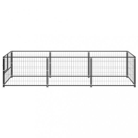fekete acél kutyakennel 3 m²