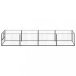 fekete acél kutyakennel 4 m²