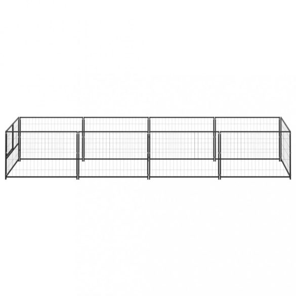 fekete acél kutyakennel 4 m²