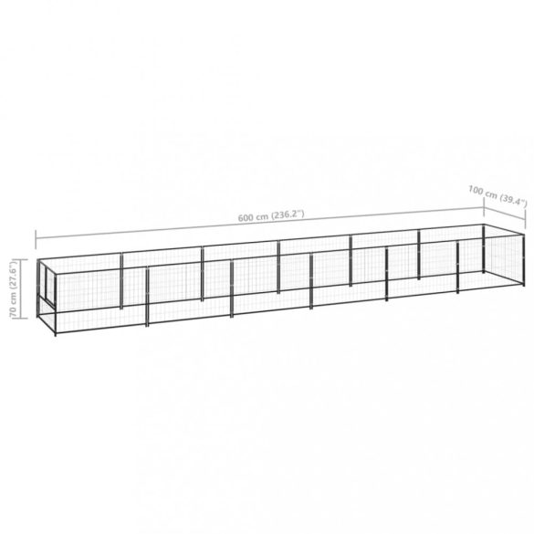 fekete acél kutyakennel 6 m²