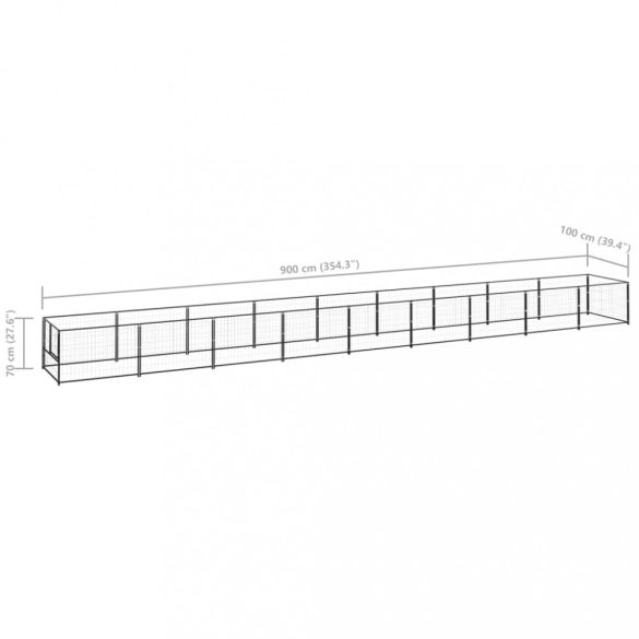 fekete acél kutyakennel 9 m²