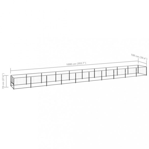 fekete acél kutyakennel 10 m²