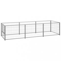 ezüstszínű acél kutyakennel 3 m²