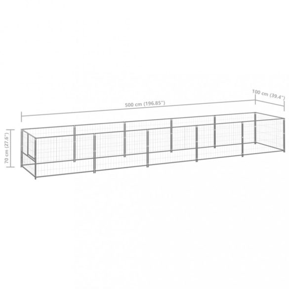 ezüstszínű acél kutyakennel 5 m²