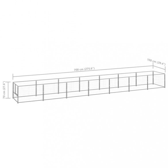 ezüstszínű acél kutyakennel 7 m²