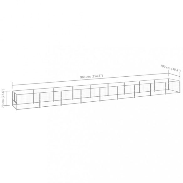 ezüstszínű acél kutyakennel 9 m²