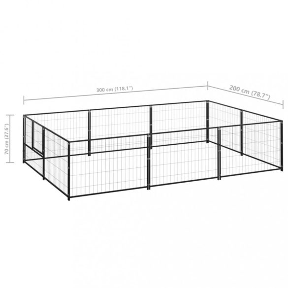 fekete acél kutyakennel 6 m²