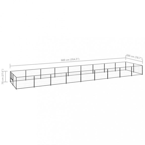 fekete acél kutyakennel 18 m²