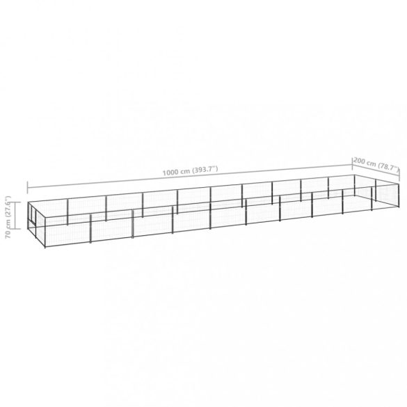 fekete acél kutyakennel 20 m²