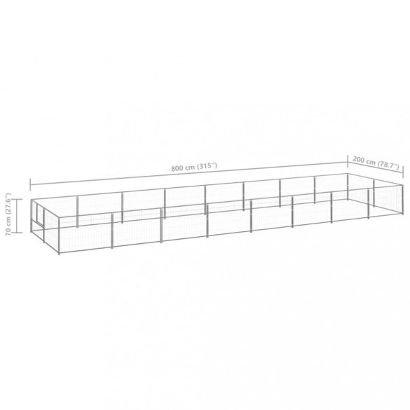 ezüstszínű acél kutyakennel 16 m²