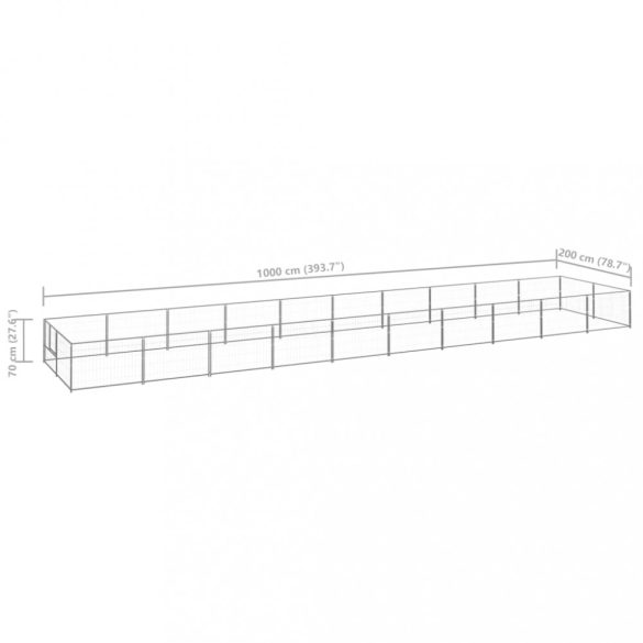 ezüstszínű acél kutyakennel 20 m²