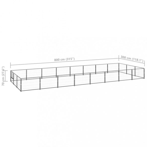 fekete acél kutyakennel 24 m²