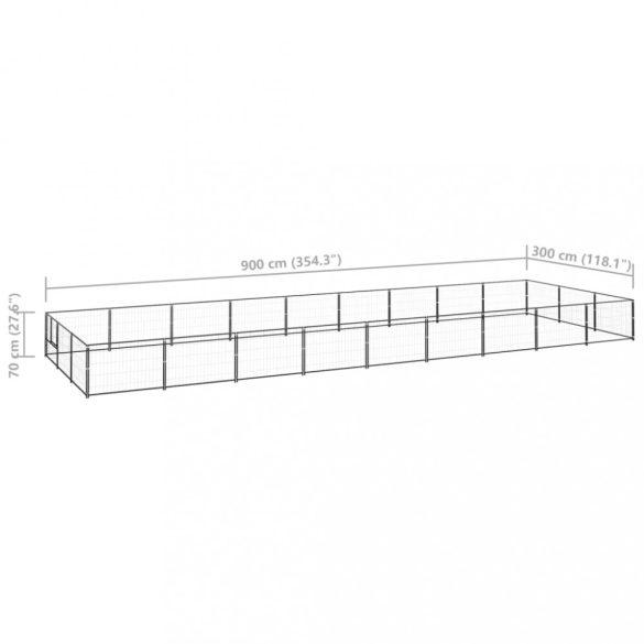 fekete acél kutyakennel 27 m²