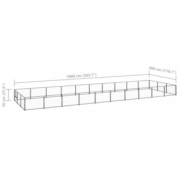 fekete acél kutyakennel 30 m²