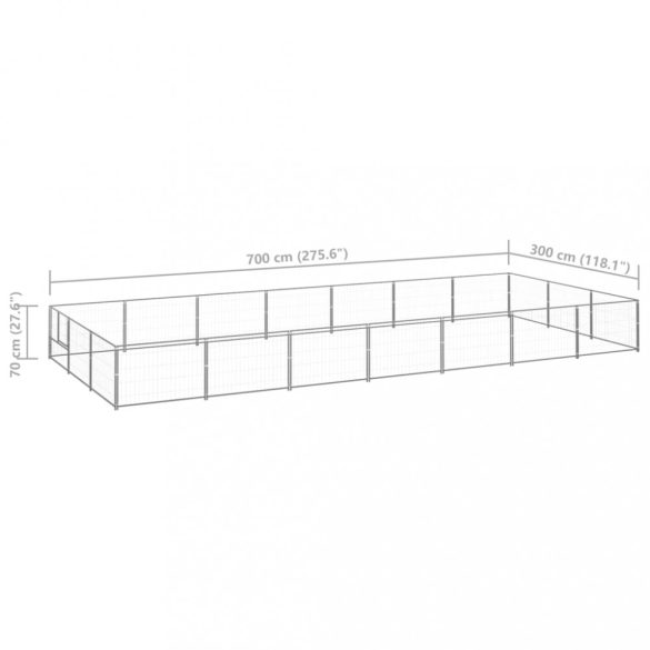 ezüstszínű acél kutyakennel 21 m²