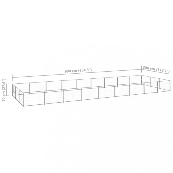 ezüstszínű acél kutyakennel 27 m²
