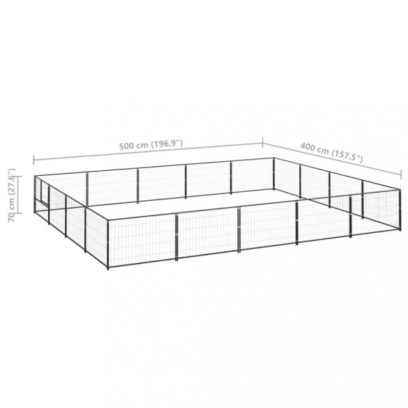 fekete acél kutyakennel 20 m²