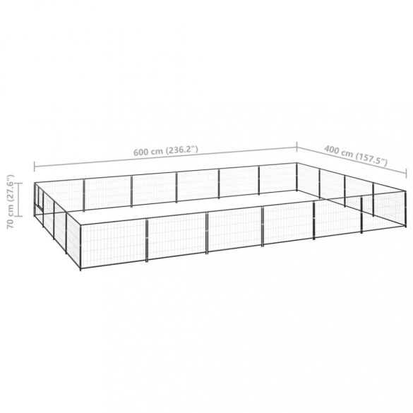 fekete acél kutyakennel 24 m²