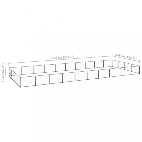 fekete acél kutyakennel 40 m²