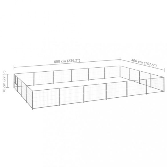 ezüstszínű acél kutyakennel 24 m²