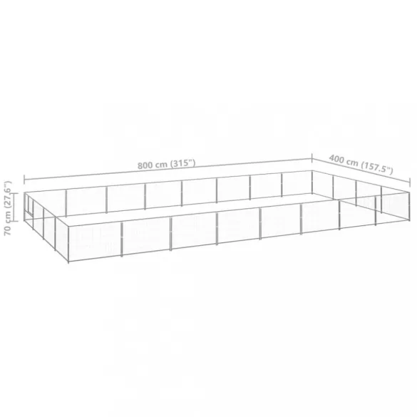 ezüstszínű acél kutyakennel 32 m²