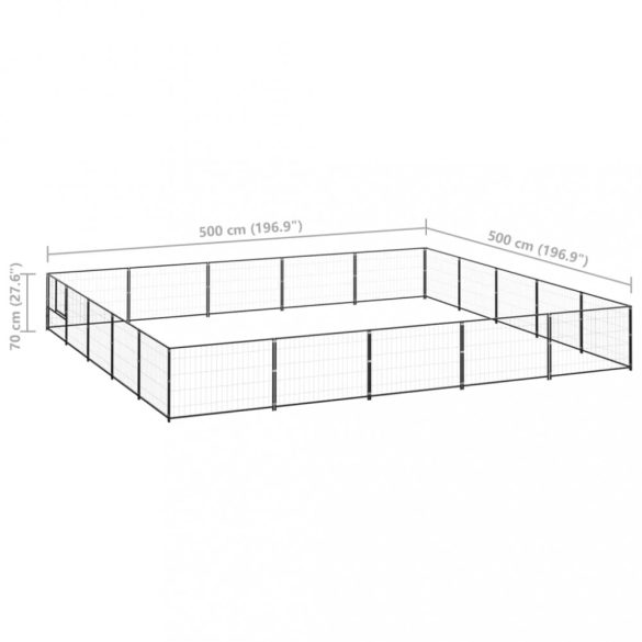 fekete acél kutyakennel 25 m²