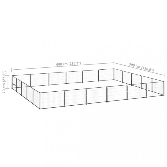 fekete acél kutyakennel 30 m²