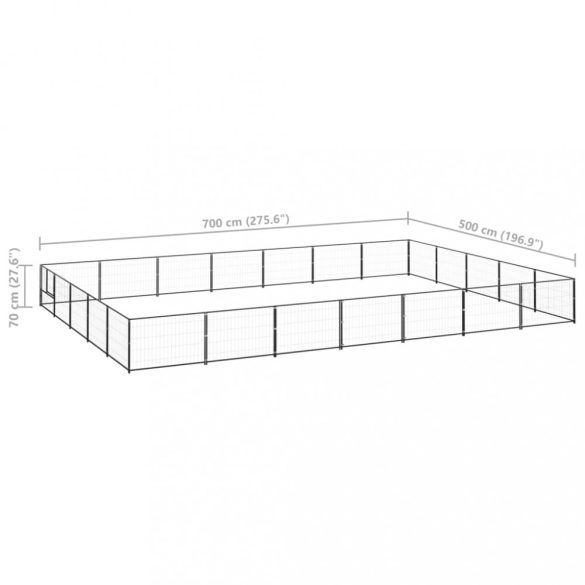 fekete acél kutyakennel 35 m²
