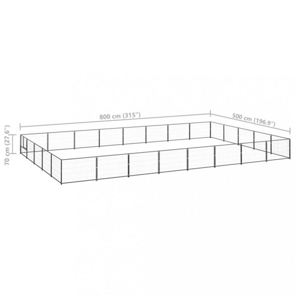 fekete acél kutyakennel 40 m²