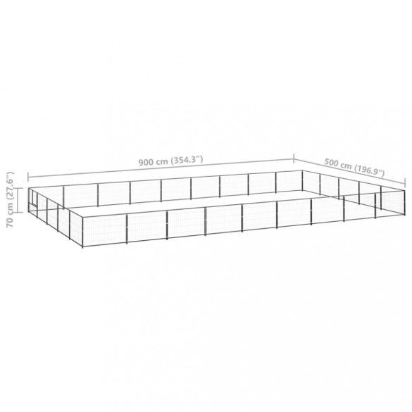 fekete acél kutyakennel 45 m²