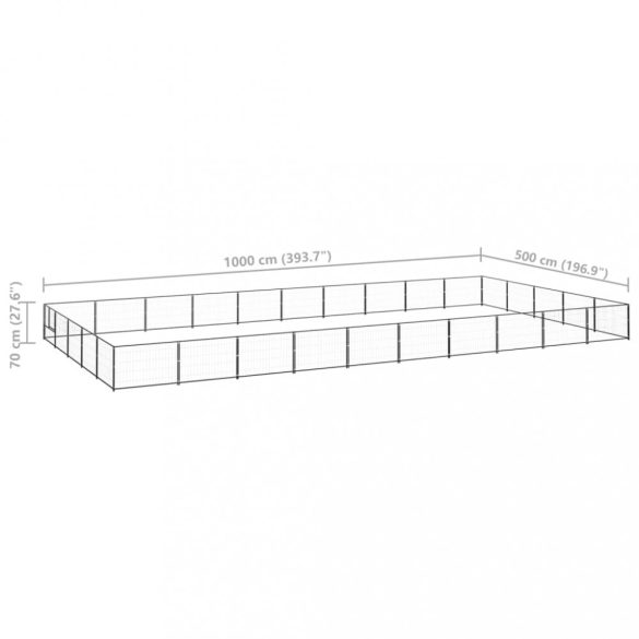 fekete acél kutyakennel 50 m²