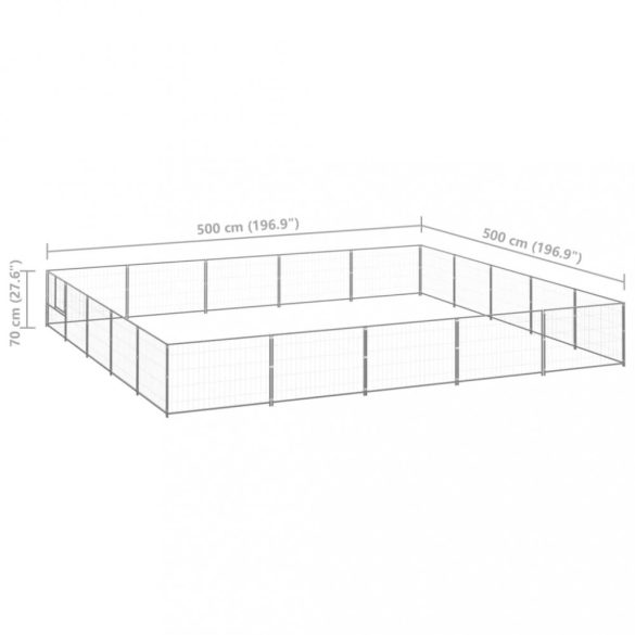 ezüstszínű acél kutyakennel 25 m²
