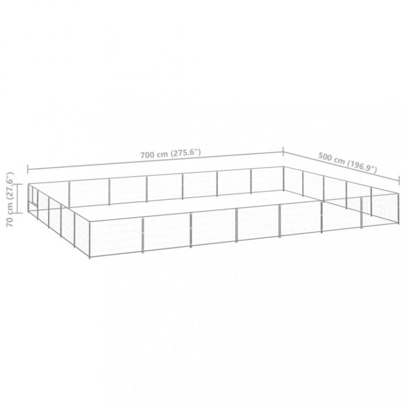 ezüstszínű acél kutyakennel 35 m²