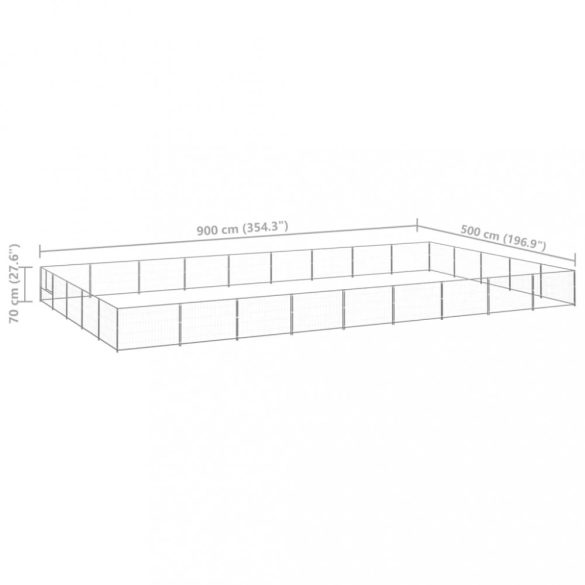 ezüstszínű acél kutyakennel 45 m²