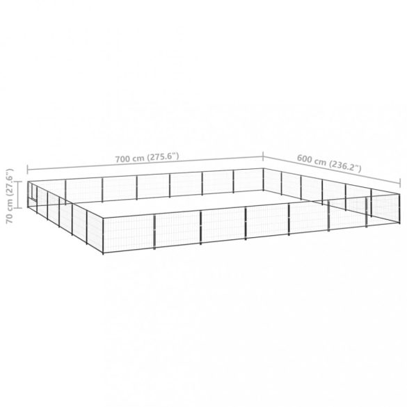 fekete acél kutyakennel 42 m²