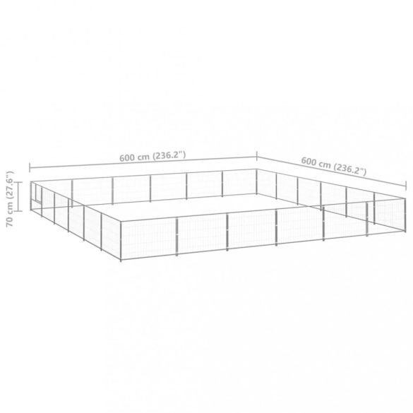 ezüstszínű acél kutyakennel 36 m²