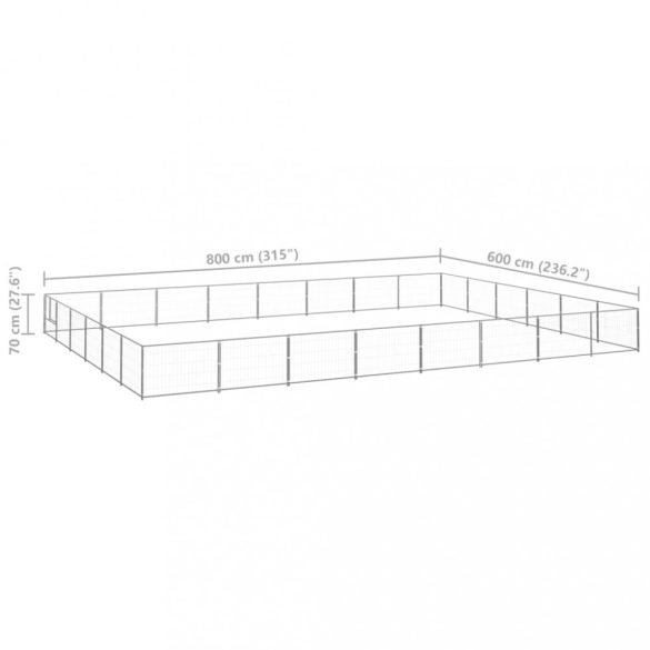 ezüstszínű acél kutyakennel 48 m²