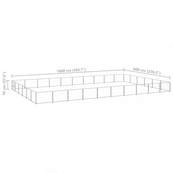 ezüstszínű acél kutyakennel 60 m²