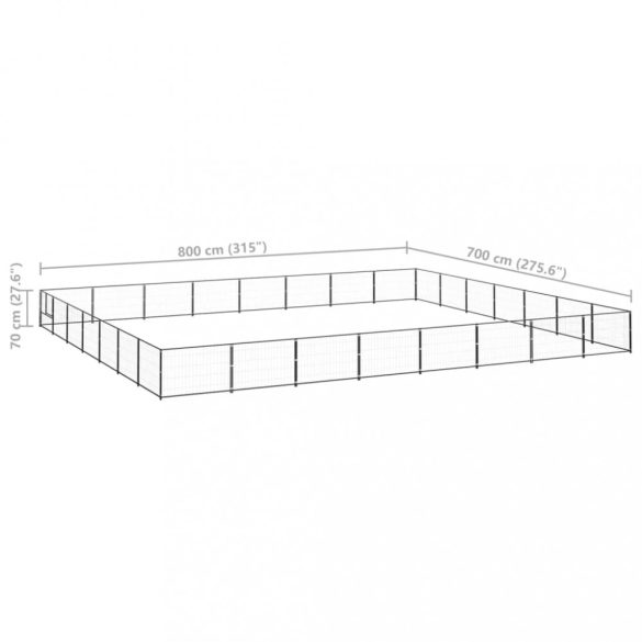 fekete acél kutyakennel 56 m²