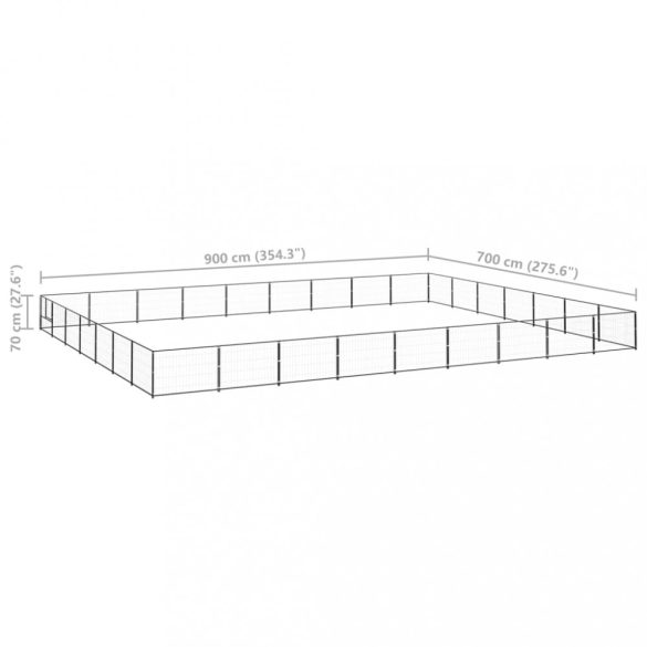 fekete acél kutyakennel 63 m²