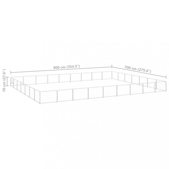 ezüstszínű acél kutyakennel 63 m²